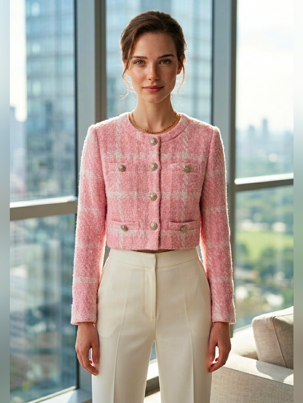 Mipinge Pink Tweed Jacket Size M